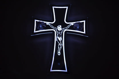 3D LED Cross with Jesus, 24V RGB Decorative Light, 230 x 290 x 40 mm