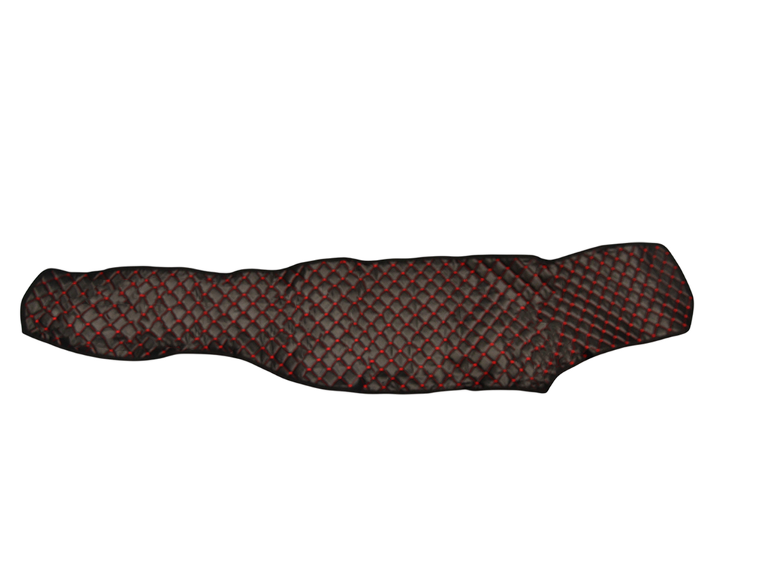 Tapis de tableau de bord – cuir synthétique (éco-cuir), sans ouvertures, adapté pour MAN TGA 2000–2005 Benne, noir avec surpiqûres rouges