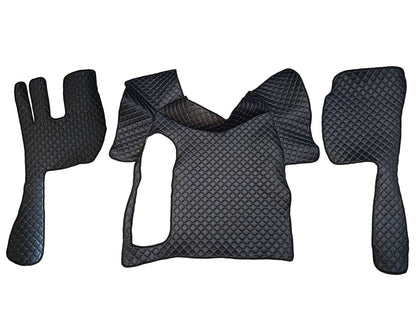 Кожени подови стелки – подходящи за Volvo FH12/FH16 2002–2012 г., ръчна скоростна кутия, черни със син шев