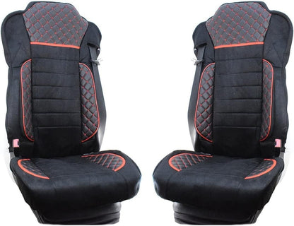 Deluxe Sitzbezüge – geeignet für Renault Premium 2005–2014, schwarzes Leder und Alcantara