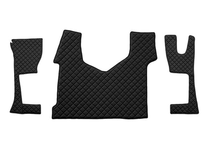 Tapis de sol en cuir synthétique (éco-cuir) – Conduite à droite, adapté pour Mercedes Actros MP4 cabine étroite, noir (2011+)