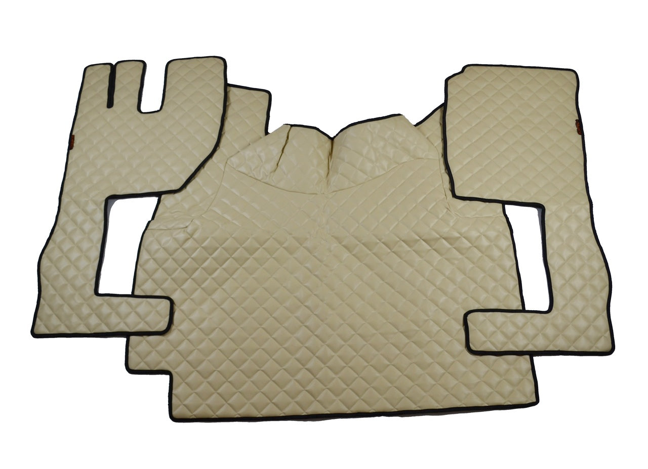 Tapis de sol beige en cuir synthétique (éco-cuir) – adapté pour Volvo FH 2009–2013