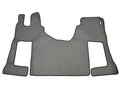 Tapis de sol en cuir synthétique (éco-cuir) gris foncé – adapté pour Mercedes Actros MP4, siège à suspension pneumatique droit, antidérapant