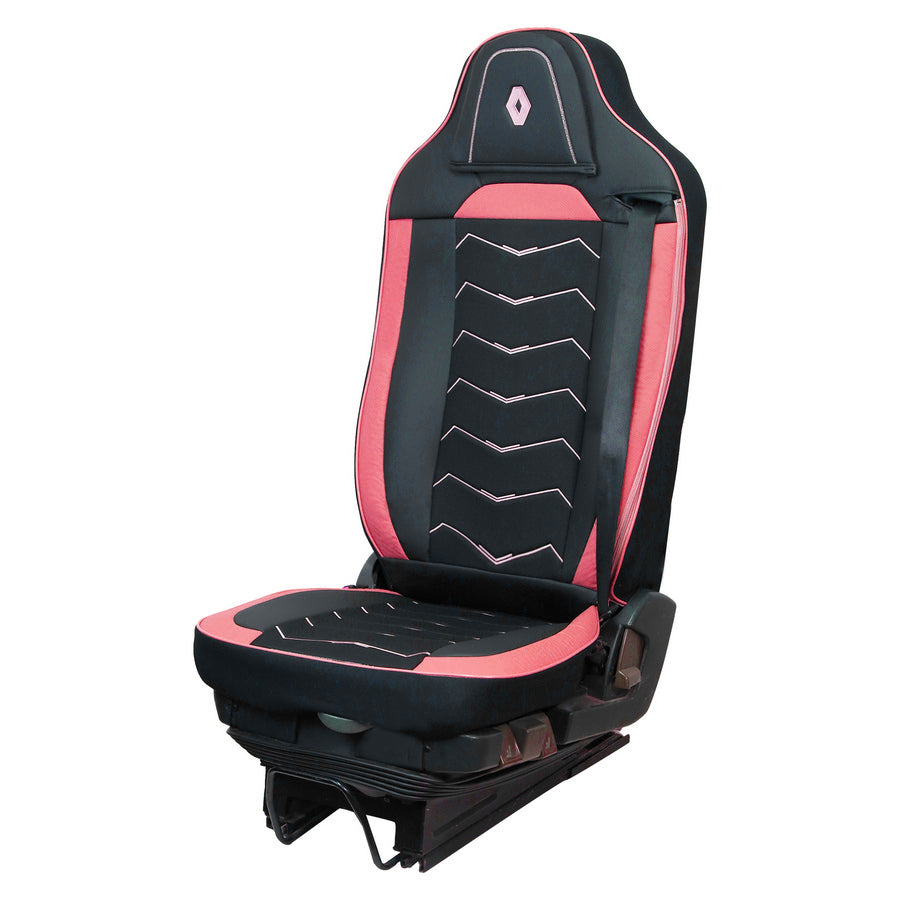Housses de siège – adapté pour Renault Gama T 2014+, noir avec rouge, cuir et Alcantara