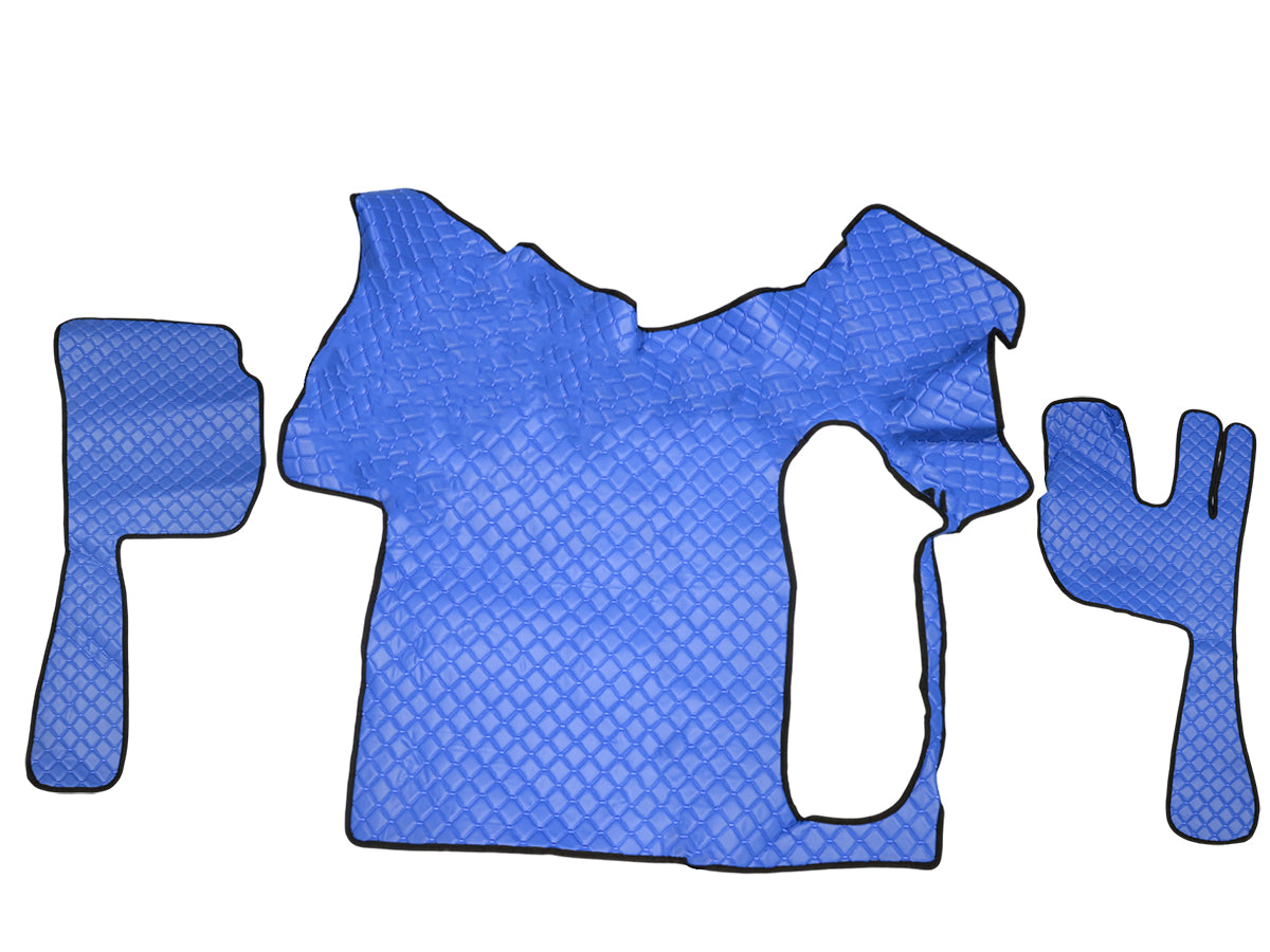 Tapis de sol en cuir droit – adapté pour Volvo FH12/FH16 2002–2012, boîte manuelle, bleu