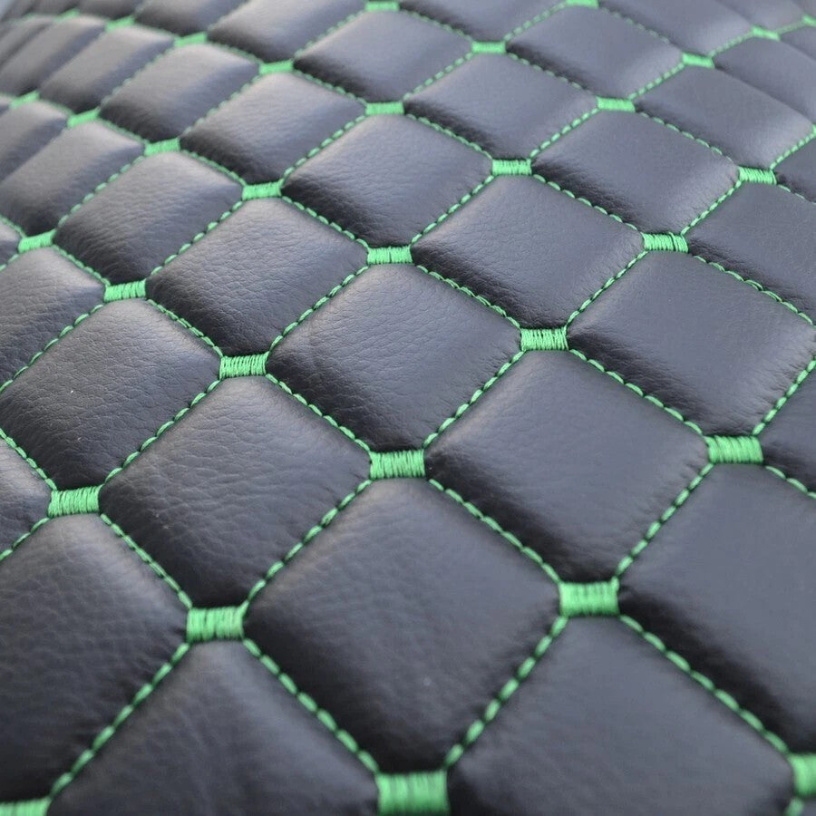 Tapis de sol en cuir – adapté pour MAN TGX Automat Two Drawers 2018-, noir avec surpiqûres vertes