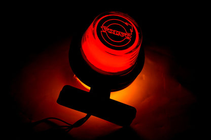 Feu de gabarit néon – rouge/jaune, type corne courte, adapté pour logo Volvo, 12/24 V, 110 x 90 mm, embase caoutchouc 720 mm