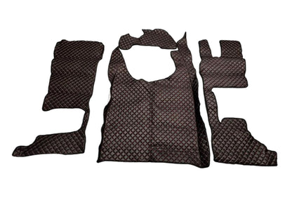 Tapis de sol en cuir synthétique (éco-cuir) noir – surpiqûres rouges, adapté pour DAF XG volant à droite, siège passager rabattable, à partir de 2021