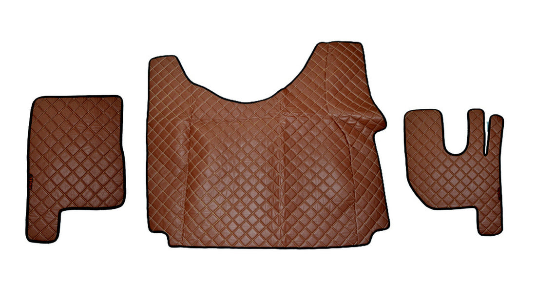 Кафяви подови стелки от изкуствена кожа (еко кожа) – подходящ за Renault Gama T, тунел, десен волан