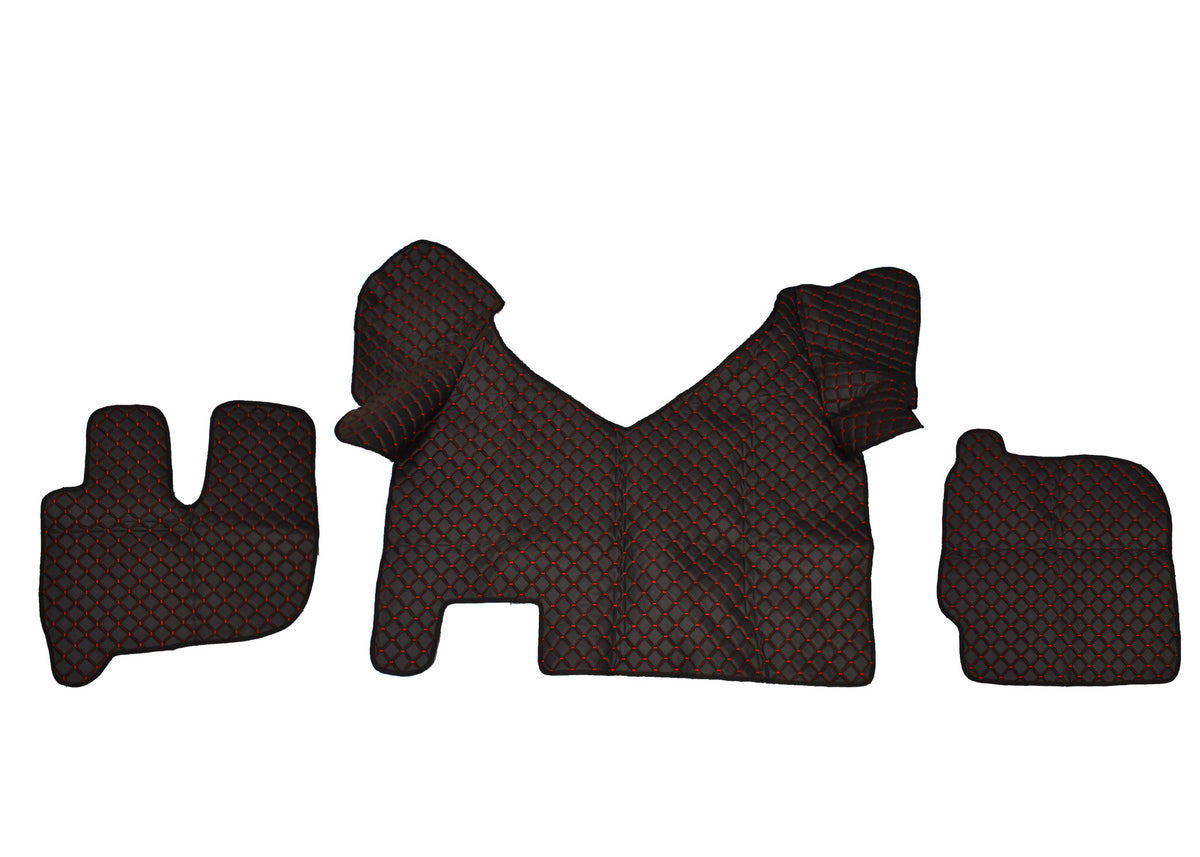 Tapis de sol en cuir synthétique (éco-cuir) noir – adapté pour Iveco Hi Way