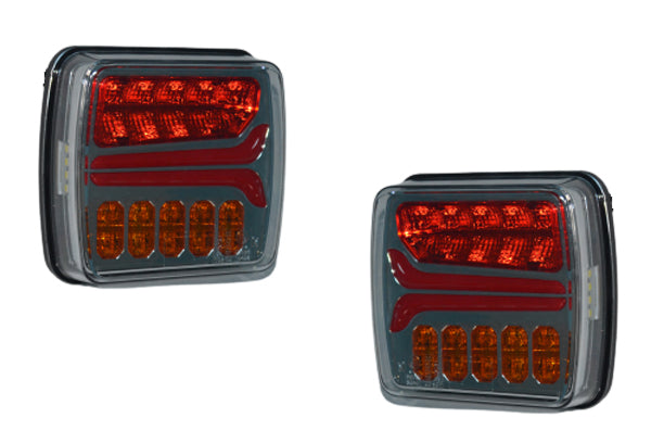 Jeu de feux arrière néon LED pour remorque avec clignotant dynamique, 12 V/24 V, chromé, 110 x 103 x 37 mm