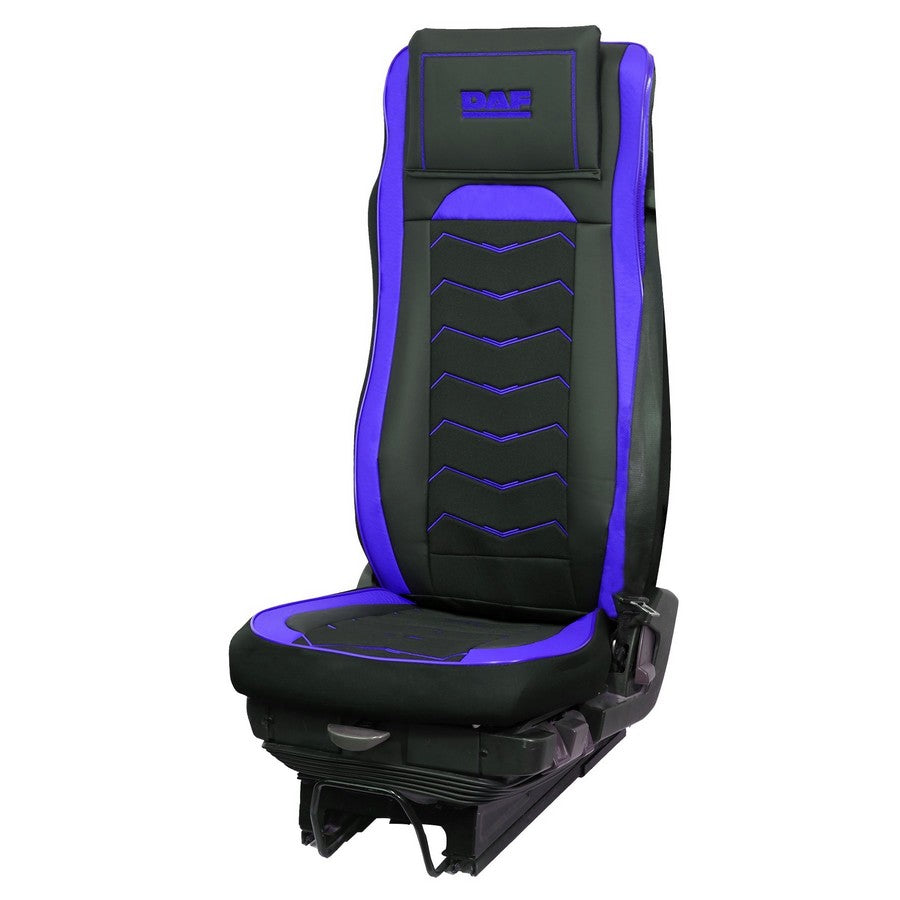 Housses de siège – adapté pour DAF XF 106, noir et bleu, cuir et Alcantara