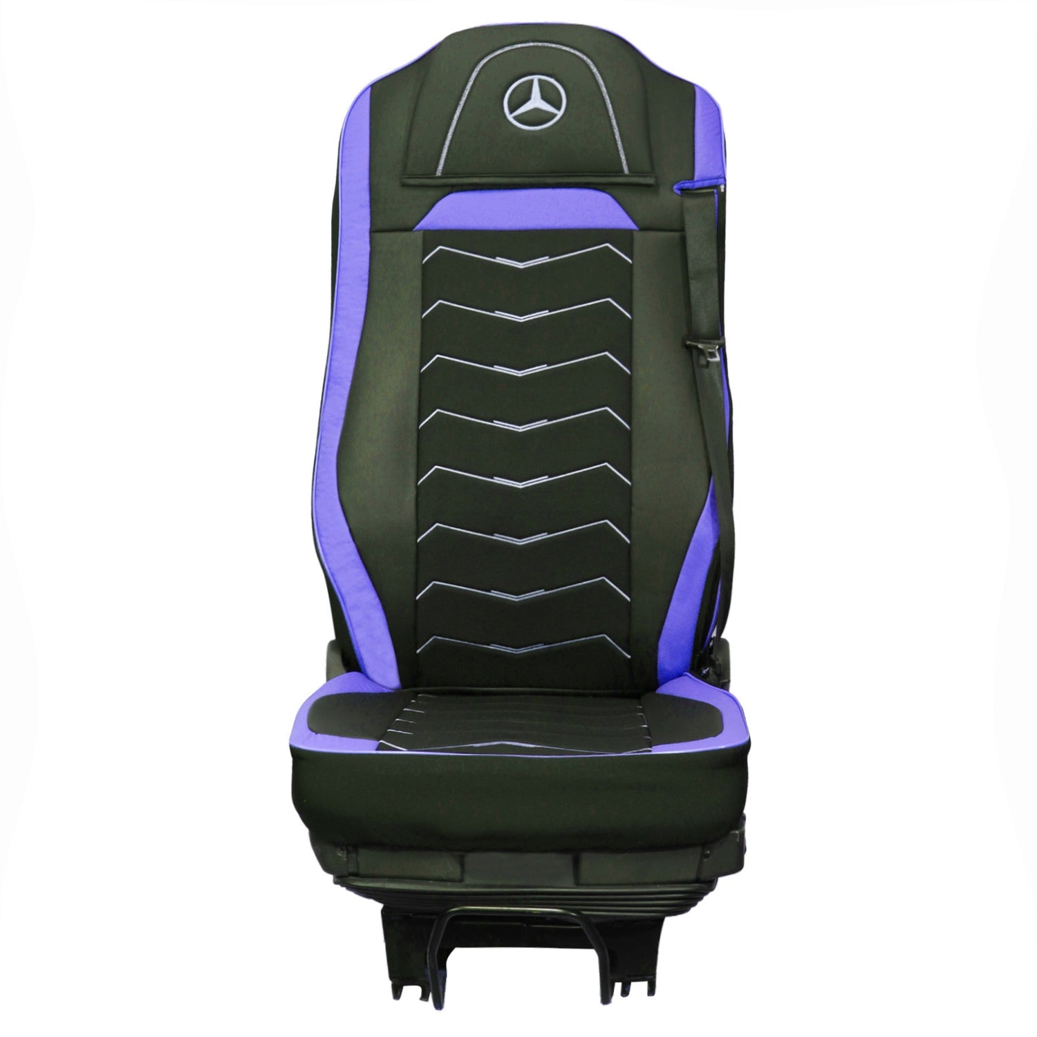 Housses de siège – adapté pour Mercedes Euro 7 2021+, noir avec bleu, cuir et Alcantara