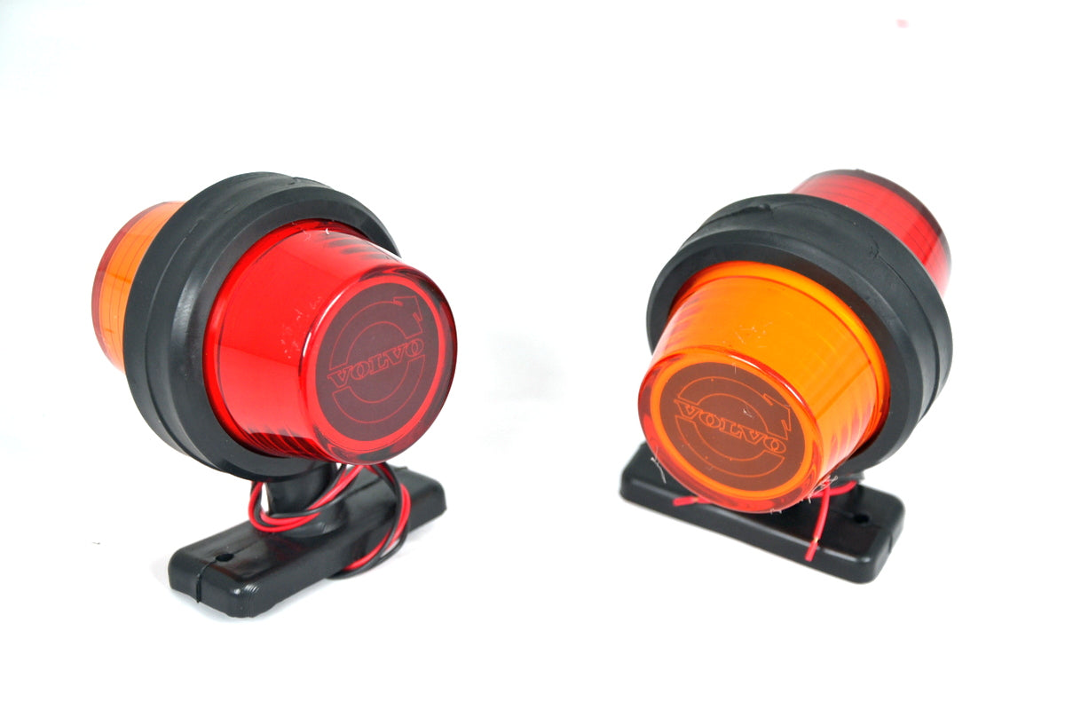 Feu de gabarit néon – rouge/jaune, type corne courte, adapté pour logo Volvo, 12/24 V, 110 x 90 mm, embase caoutchouc 720 mm