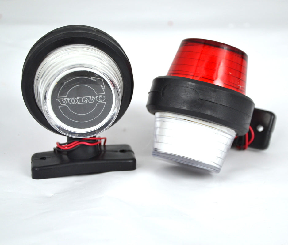 Πλαϊνό φως σήμανσης νέον – Κόκκινο/Λευκό, κατάλληλο για λογότυπο Volvo, 12/24V, 110 x 90 mm, λαστιχένια βάση 720 mm