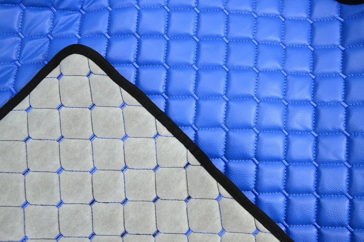 Tapis de sol droit en cuir synthétique (éco-cuir) – adapté pour Iveco Stralis Hi-Way boîte manuelle 2013+, bleu