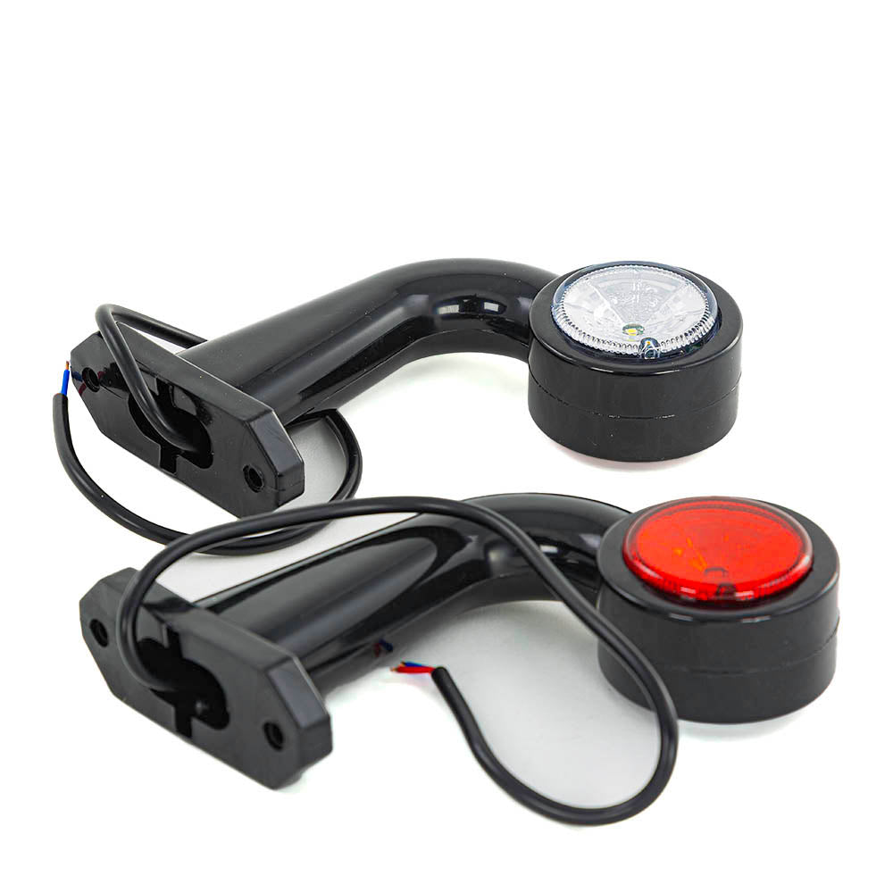 Feu de position LED incurvé, 1 diode, rouge/blanc, homologué E, 12/24 V