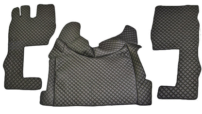 Schwarzer Kunstleder (Eco-Leder) Fußmattensatz – geeignet für Volvo FH4 2021+, Long Cab