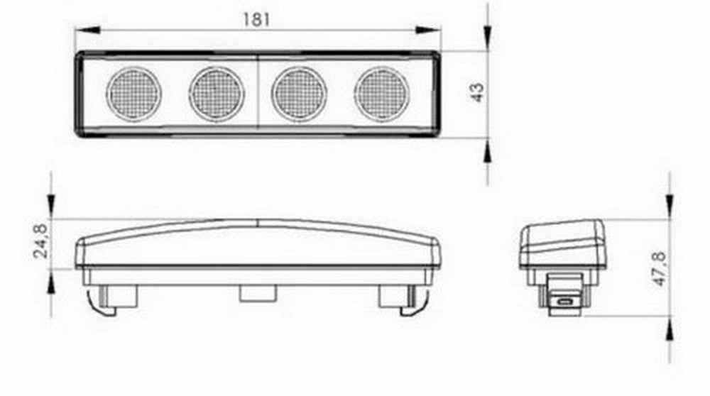 LED φως θέσης οροφής κατάλληλο για Scania – Λευκό κρύσταλλο, 12/24V, 180 x 43 x 50 mm