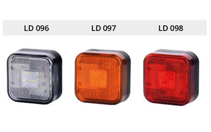 Feu de position LED blanc carré 12/24 V – cabochon blanc, fabrication Pologne