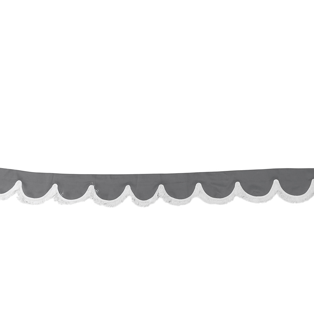 Rideau avant pour camion – Modèle hollandais une pièce, gris avec franges blanches