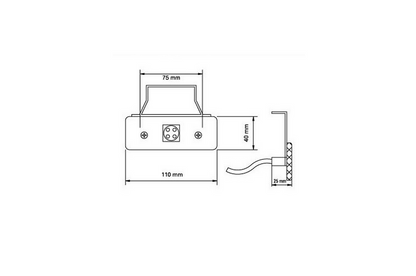 Feu de gabarit latéral LED jaune, 12/24 V, 4 LED, 110×42×6 mm avec support