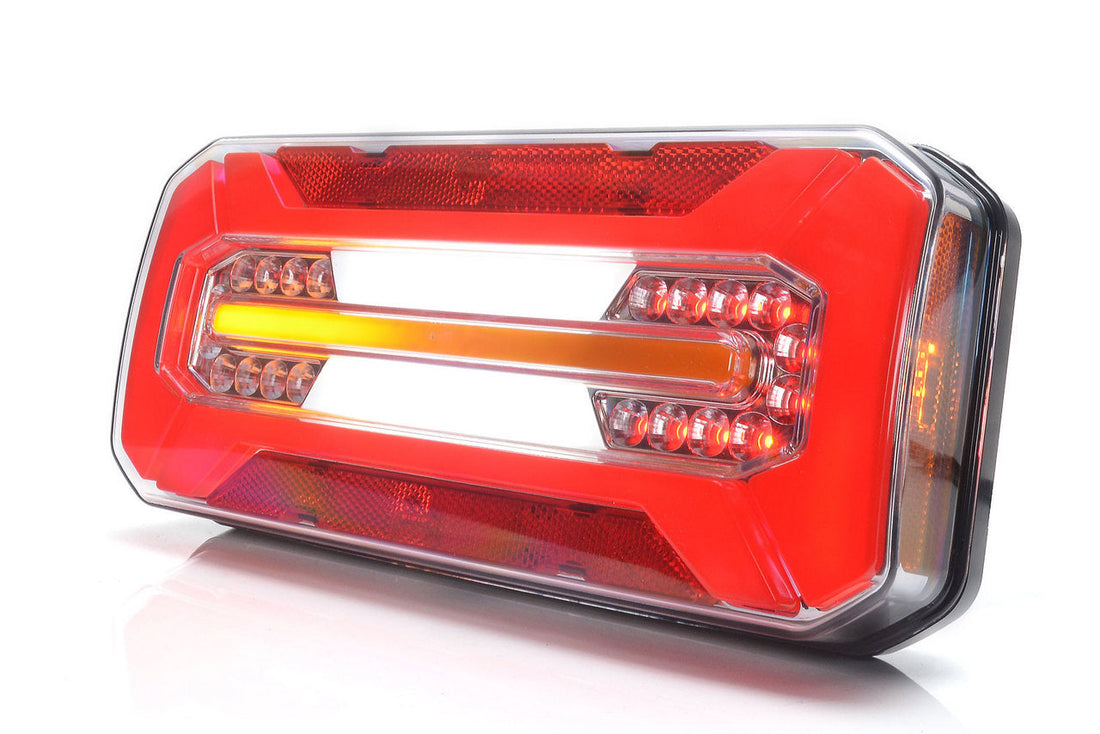 Symmetrische LED-Heckkombileuchte, Neon-Optik, dynamischer Blinker, 12/24V, 306 x 133 x 60 mm