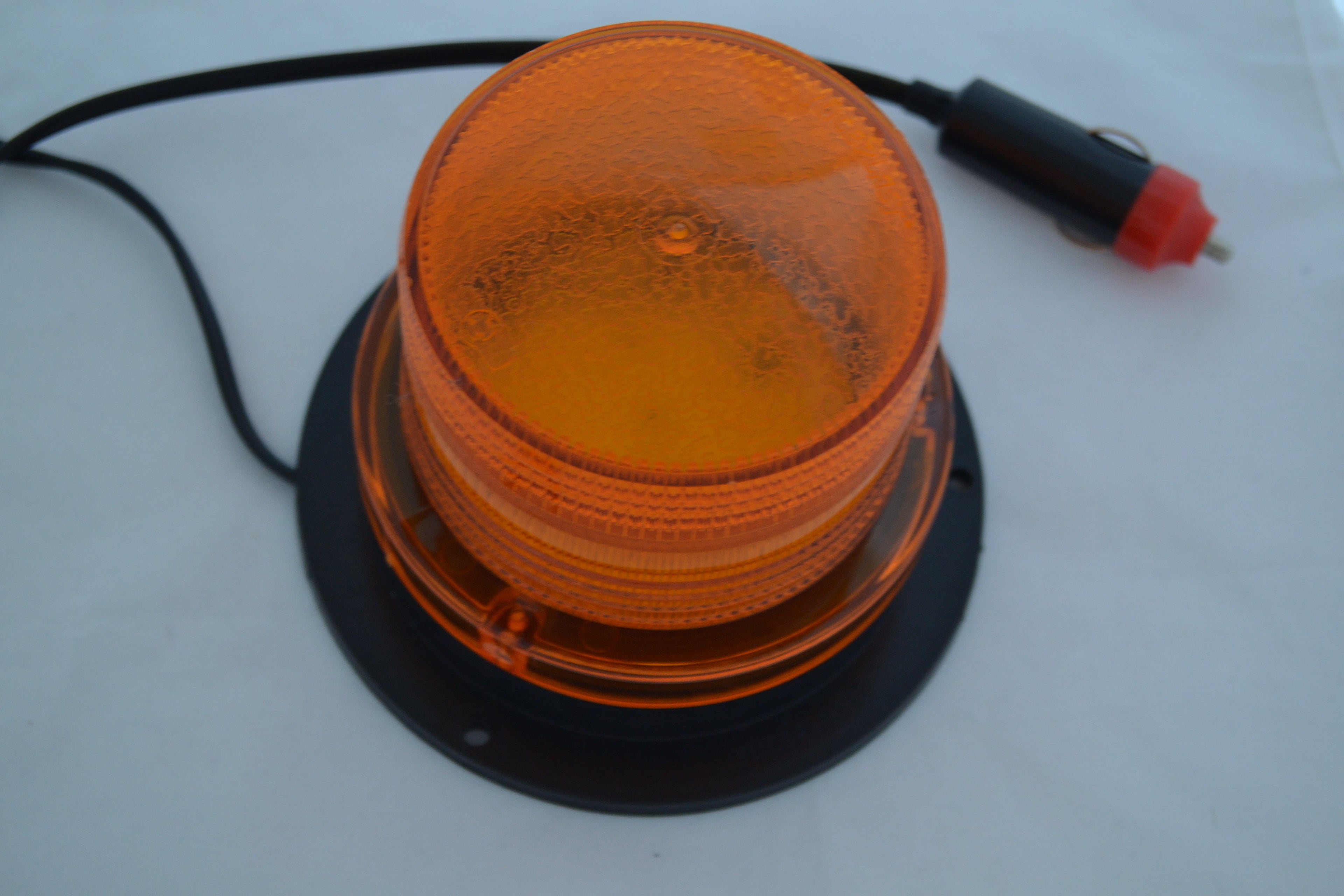 Gelber LED-Rundumblitzer – 10–36 V, 130 mm Sockeldurchmesser