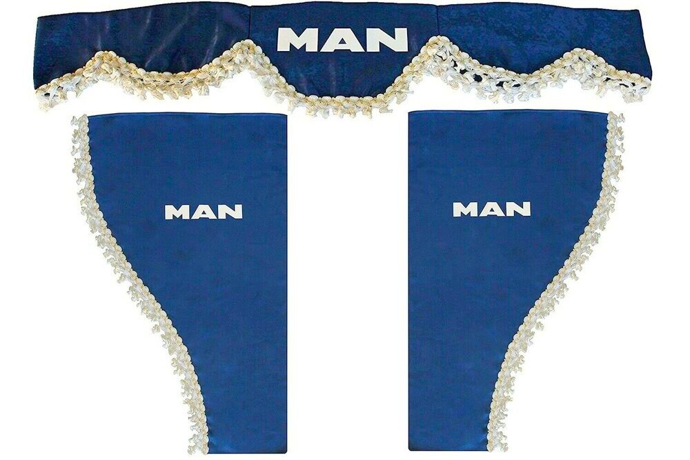 Jeu de rideaux pour camion adapté pour camions MAN – 3 pièces, bleu