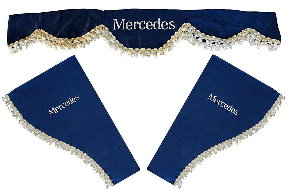 Jeu de rideaux pour camion – adapté pour Mercedes, 3 pièces, bleu