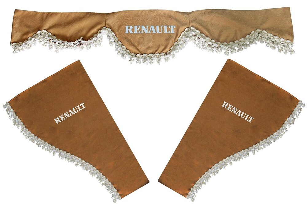 Jeu de rideaux pour camion, 3 pièces beige, adapté pour camions Renault