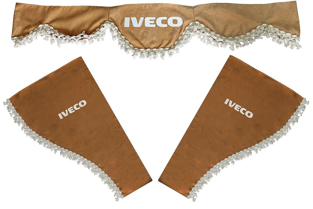 Μπεζ σετ κουρτινών φορτηγού κατάλληλο για Iveco – 3 τεμαχίων, για εμπρός και πλαϊνά παράθυρα