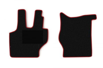 Jeu de tapis de sol moquette – adapté pour Mercedes 814/817, conducteur et passager, bord rouge