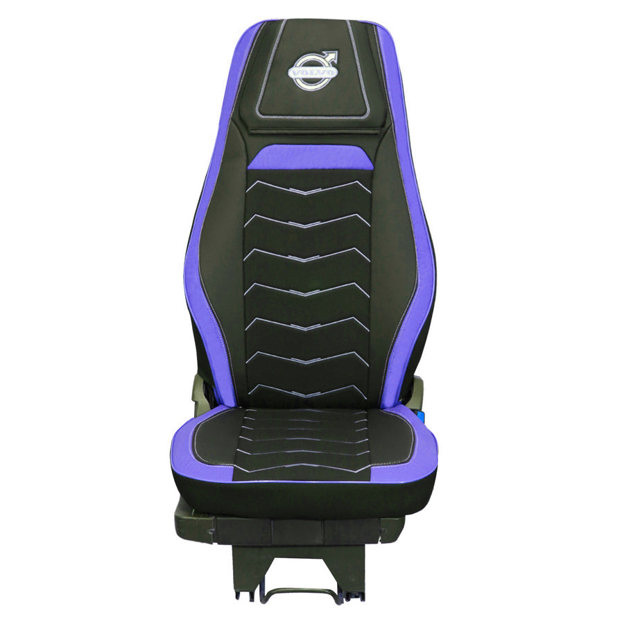 Housses de siège adaptées pour Volvo FH4 Euro 6 – Noir et bleu, cuir et Alcantara