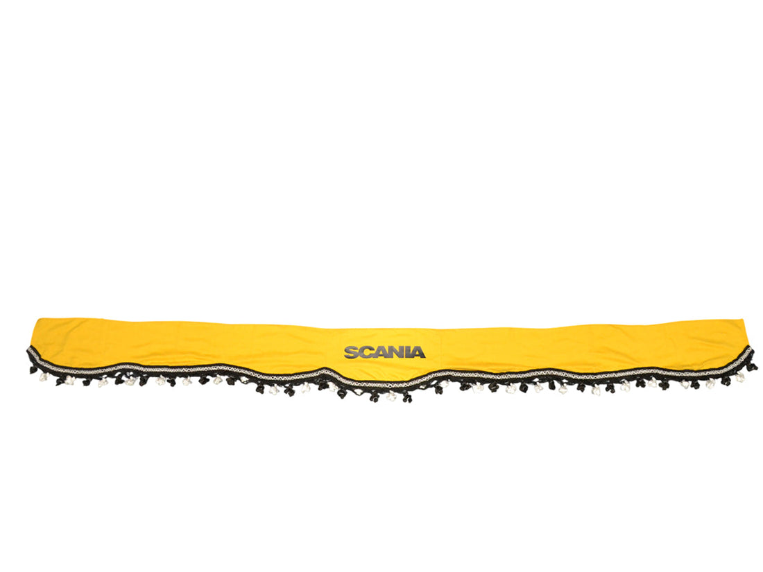Rideau avant pour camion adapté pour Scania – pièce unique, jaune avec franges noires