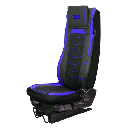 Housses de siège – adapté pour DAF XG, noir avec bleu, cuir et Alcantara
