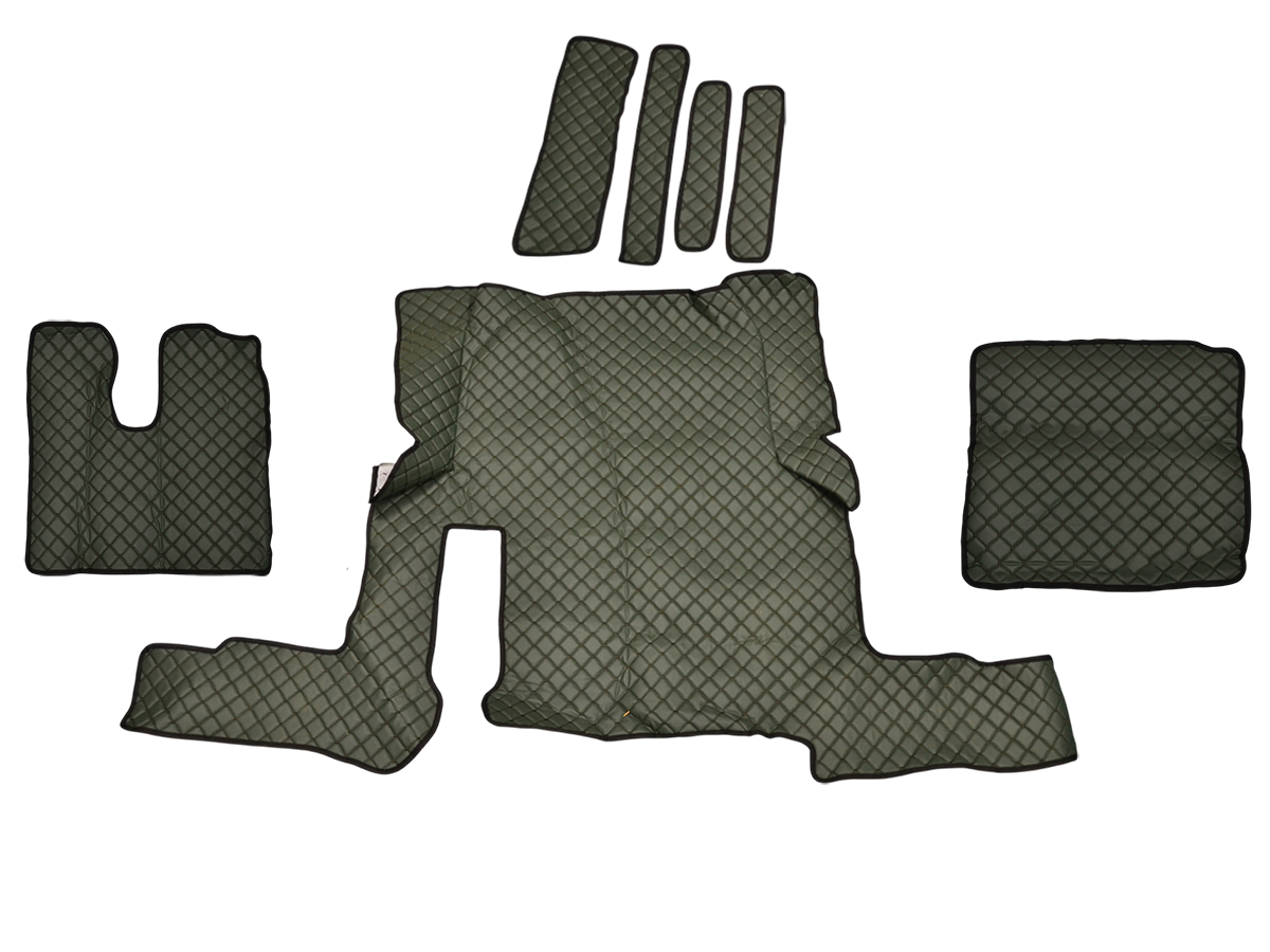 Tapis de sol en cuir synthétique (éco-cuir) – Vert, adapté pour MAN TGX boîte automatique (tiroir simple), conduite à droite, 2018+
