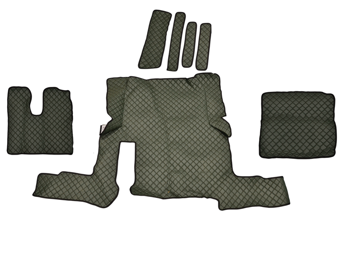 Tapis de sol en cuir synthétique (éco-cuir) – Vert, adapté pour MAN TGX boîte automatique (tiroir simple), conduite à droite, 2018+