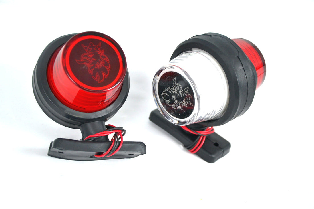Neon Side Marker Light – Short Horn Type, Red/White, 12/24V, suitable for Scania Logo
