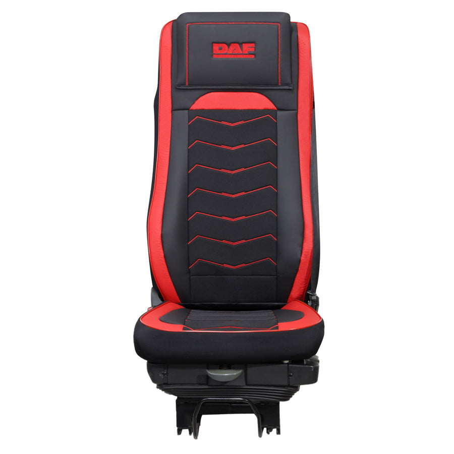Housses de siège adaptées pour DAF XG – cuir noir et rouge et Alcantara