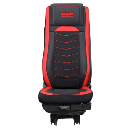 Housses de siège adaptées pour DAF XG – cuir noir et rouge et Alcantara