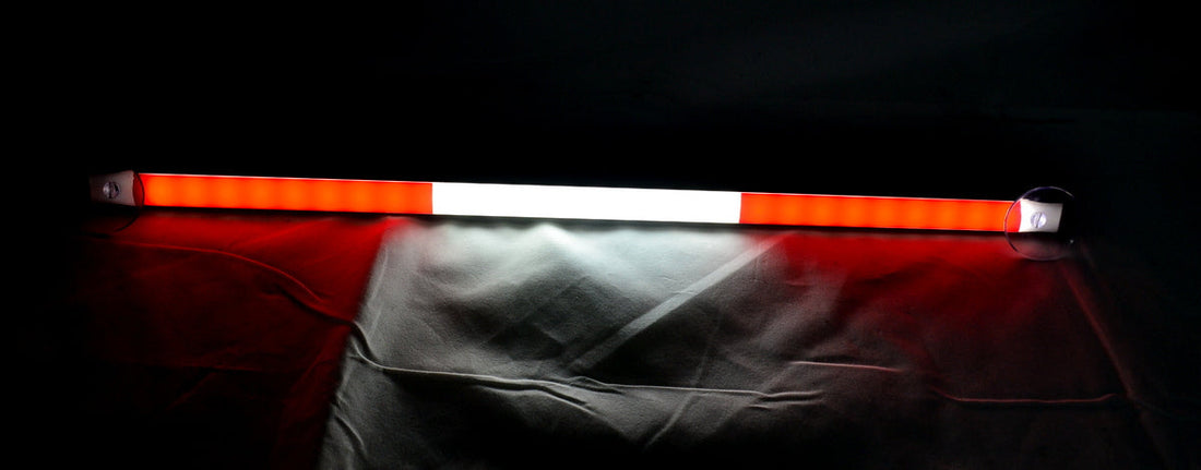 LED Warning Light Bar, 50 cm, Red/White/Red, 12/24 V Vehicle Signal Light