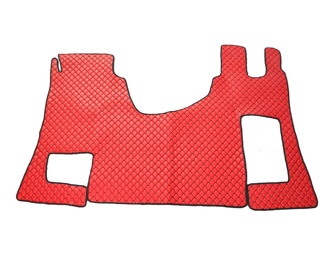 Tapis de sol en cuir synthétique (éco-cuir) rouge – adaptés pour Mercedes Actros MP4, conduite à droite, 2011–2019
