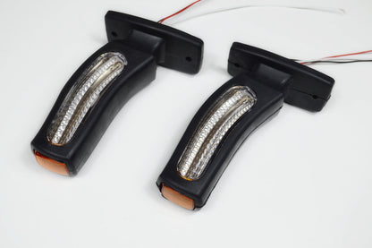 Dreifach-LED-Positionsleuchte mit Blinker – Neon Rot/Weiß/Gelb, 12/24 V, 170 mm