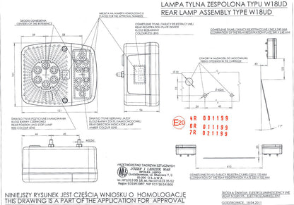 Petit feu arrière à LED pour remorque – 12/24 V, 16 LED