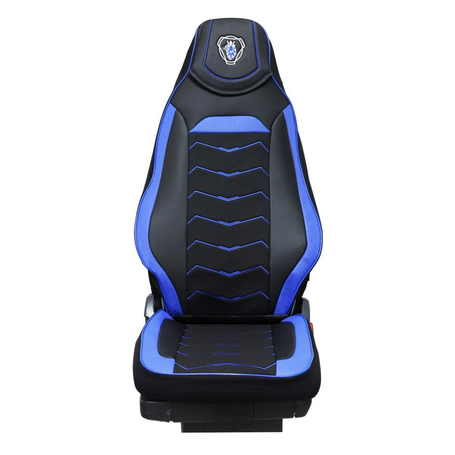 Housses de siège adaptées pour camions Scania R 2004–2016, cuir et Alcantara noir et bleu