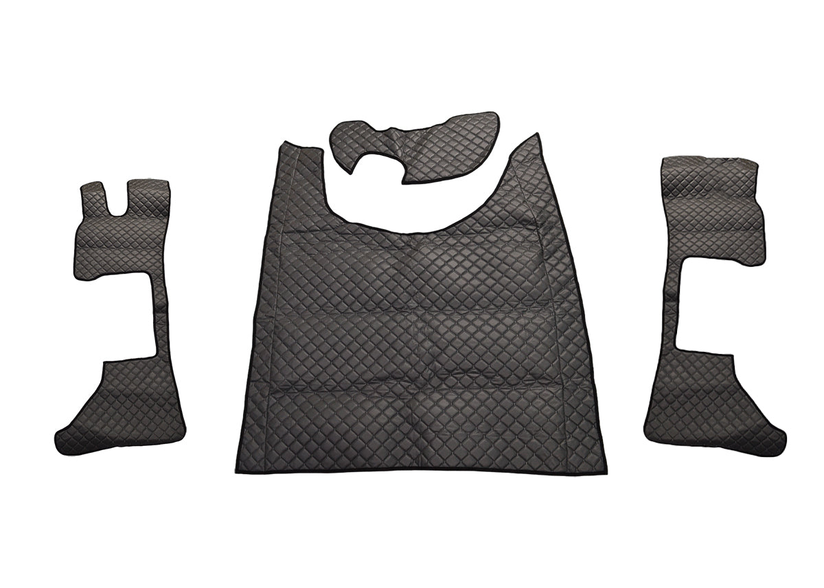 Tapis de sol en cuir synthétique (éco-cuir) gris – adaptés pour DAF XG cabine longue 2022+, côté conducteur et passager