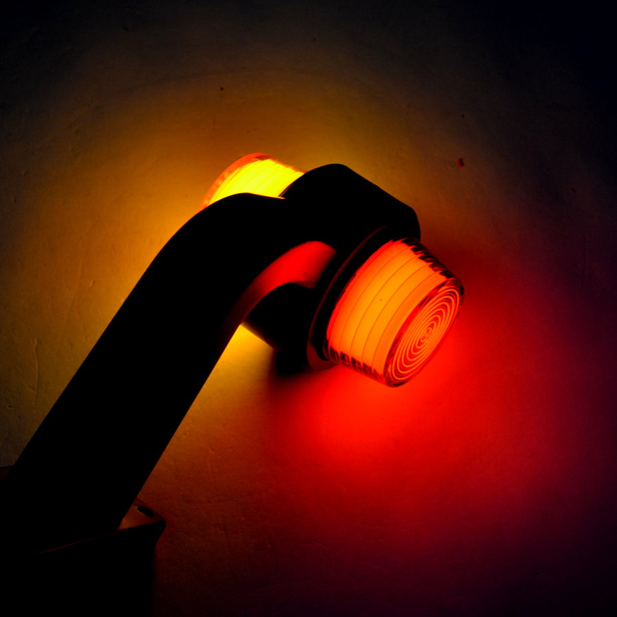 Λάμπα πλαϊνής σήμανσης νέον, τύπου καμπύλης κόρνας, κόκκινο/κίτρινο, 12/24V, 160×180×100 mm