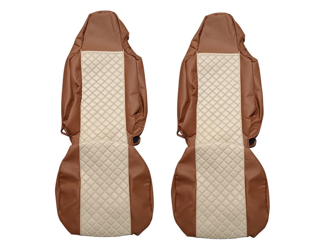 Kunstleder-Sitzbezüge geeignet für MAN TGX Euro 6 2021 Lkw, beige und braun