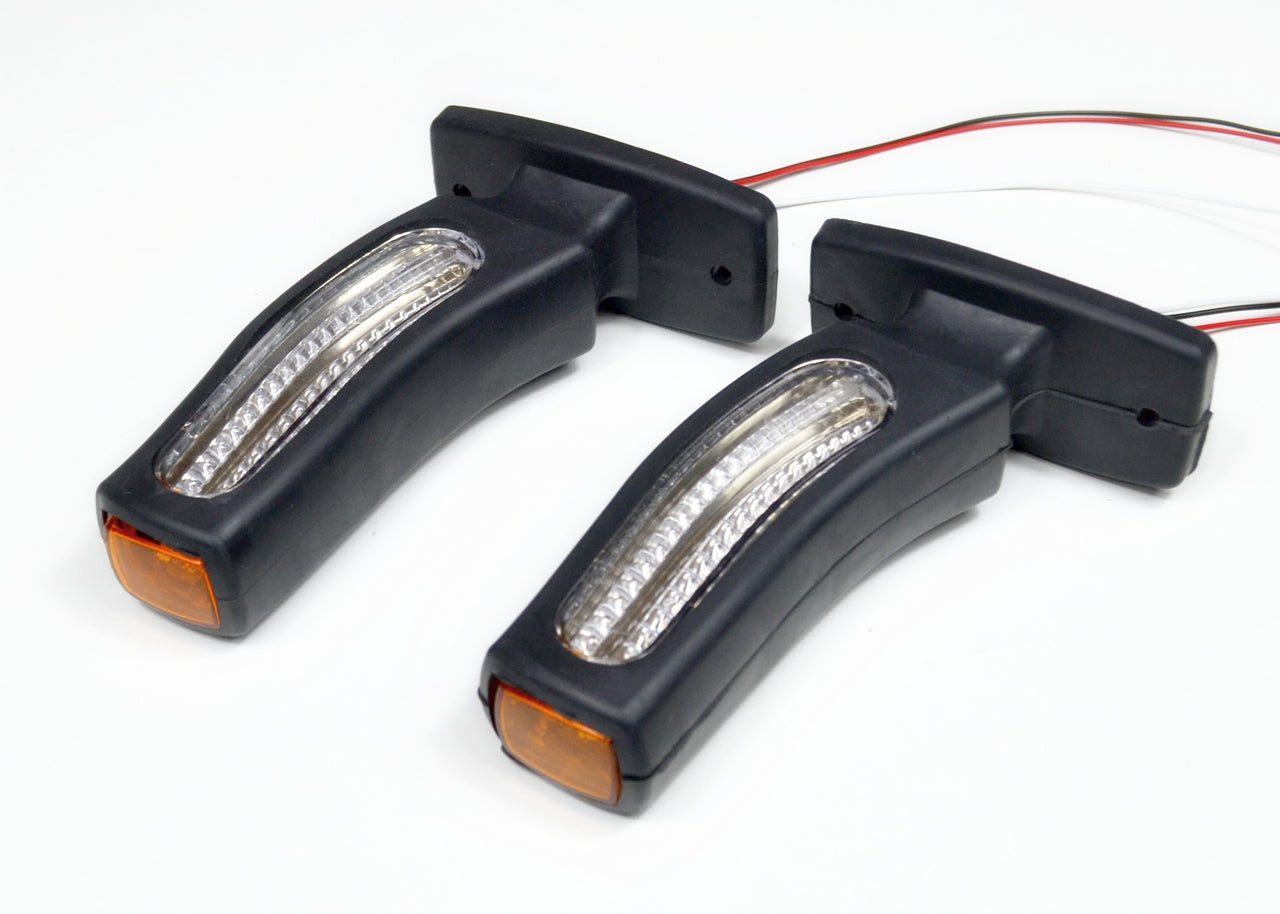 Dreifach-LED-Positionsleuchte mit Blinker – Neon Rot/Weiß/Gelb, 12/24 V, 170 mm